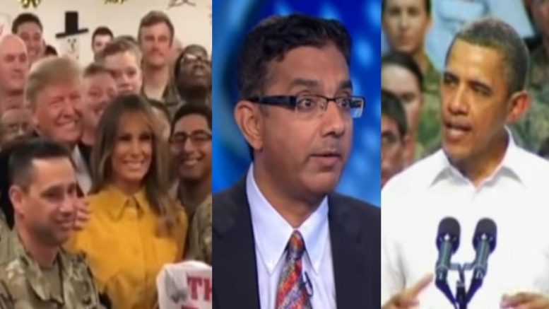 Dinesh D'Souza roasts Obama and compares his Military "photo ops" to President Trump. Photo credit to The Freedom Times compilation with screen shots.