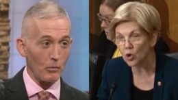 Elizabeth Warren falsely accuses Trey Gowdy of lobbying. Photo credit to The Freedom Times compilation with screen shots.